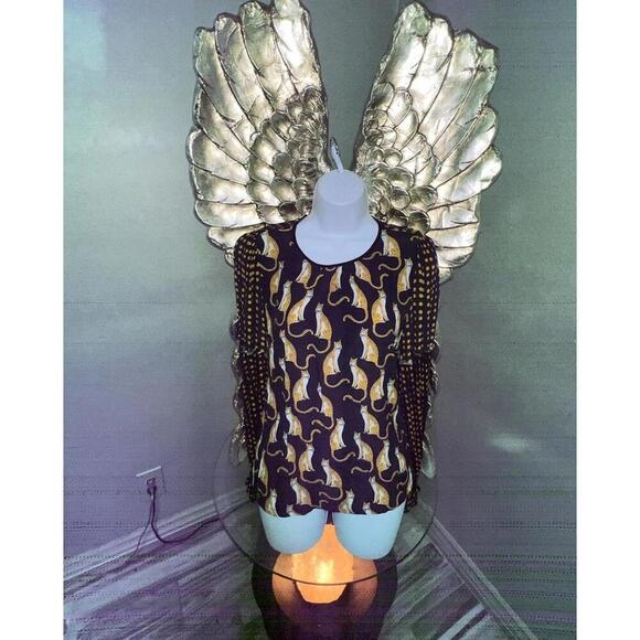 BL^NK Anthropologie Women’s Leopard Long Sleeve Blouse SZ Medium - Picture 3 of 9